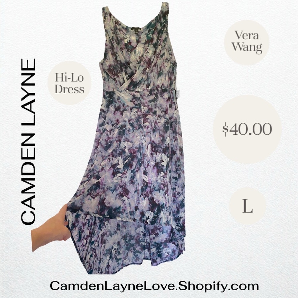 Simply Vera Vera Wang Blue and White High Low Sundress - Picture 5 of 7
